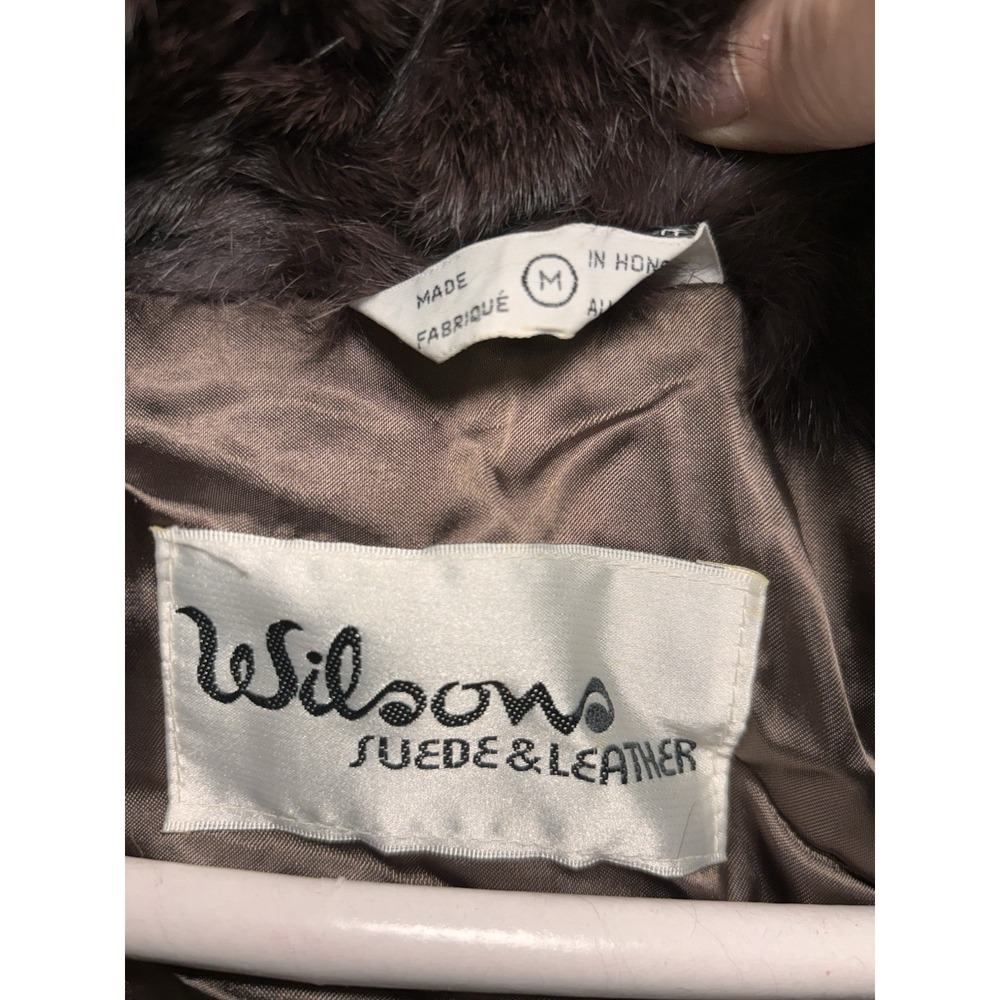 Wilson's Leather Women's Dyed Genuine Rabbit Fur Vest Brown Leather Tie Front M - Picture 5 of 11